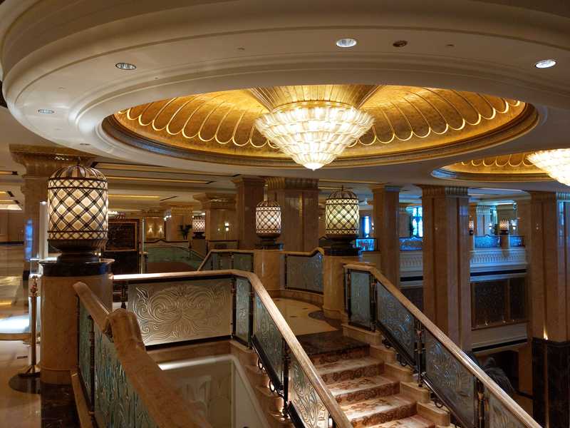 Opulent ship-like interiors of the Emirates Palace hotel.