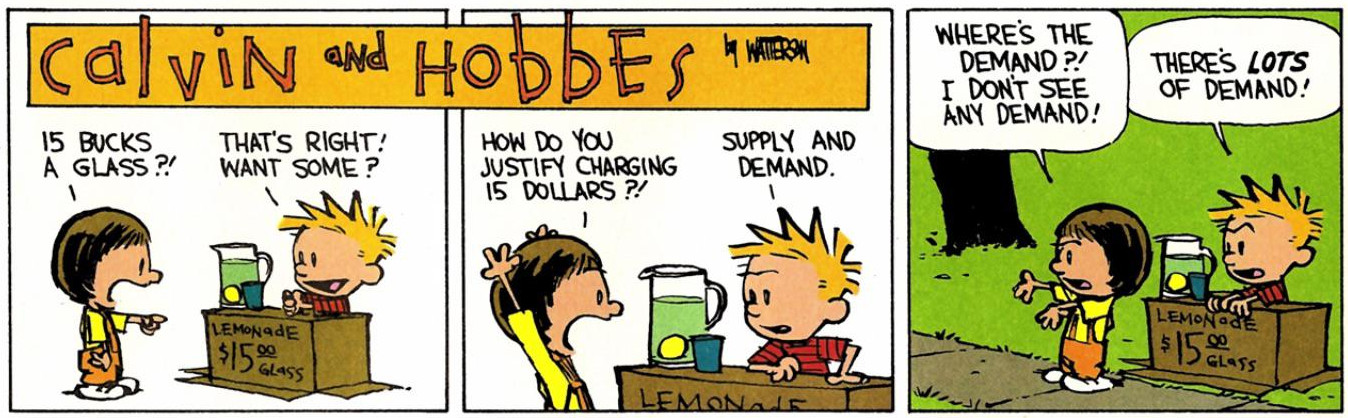 Calvin and Hobbes, the $15 lemonade glass.